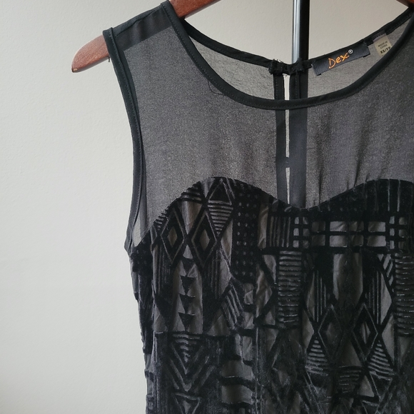 Black Velvet Print Mini Dress - Picture 3 of 5